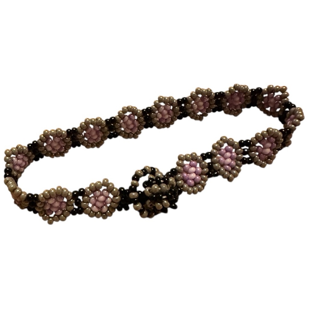 Purple and Black Beaded Bracelet